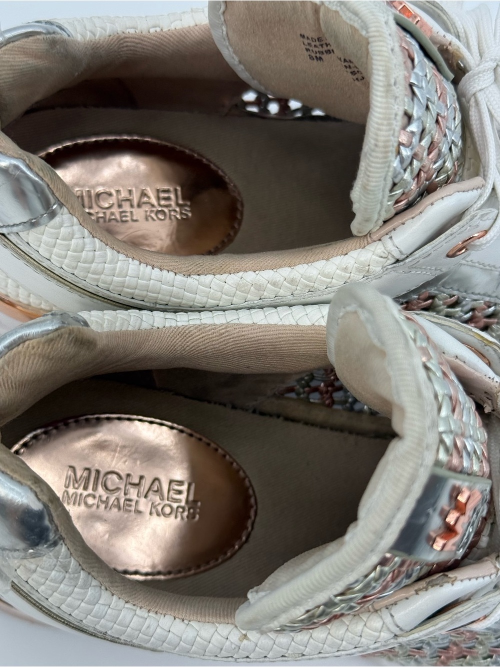 Michael Kors Georgie Trainer Metallic
Woven Leather Rose Gold Shoes US 8
Women - Picture 7 of 16